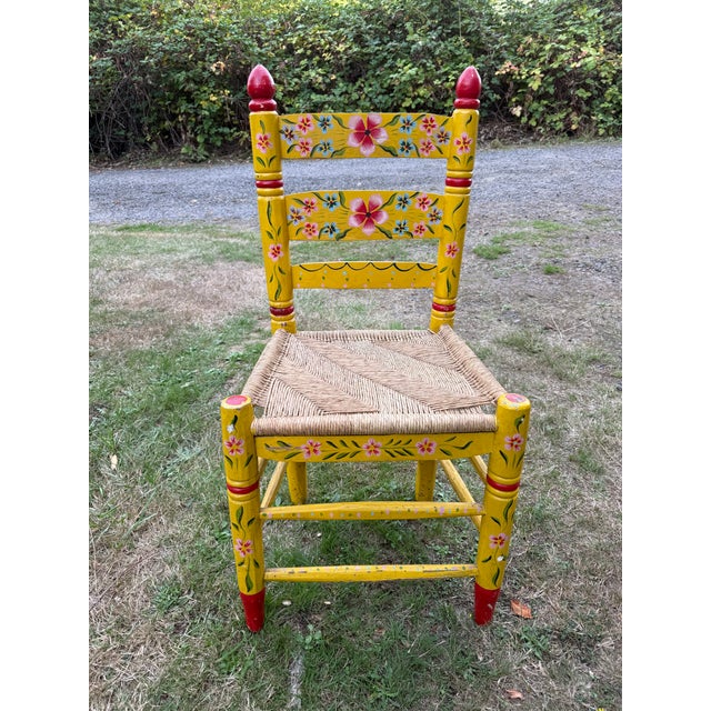 Folk Art Vintage Handpainted Spanish Folk Art Chair For Sale - Image 3 of 7