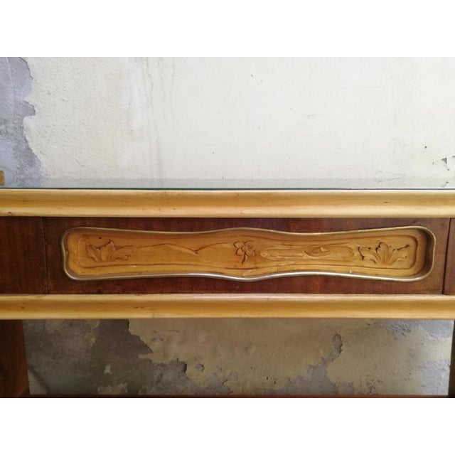 Small Vintage Wooden and Glass Sideboard in the Gio Ponti Style, Italy, 1950s For Sale - Image 10 of 14