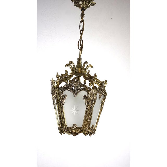 Spanish Brass Ground Glass Lamp from Unbekannt, 1950s, in Very Good conditions. Designed 1950 to 1959 This piece has an...