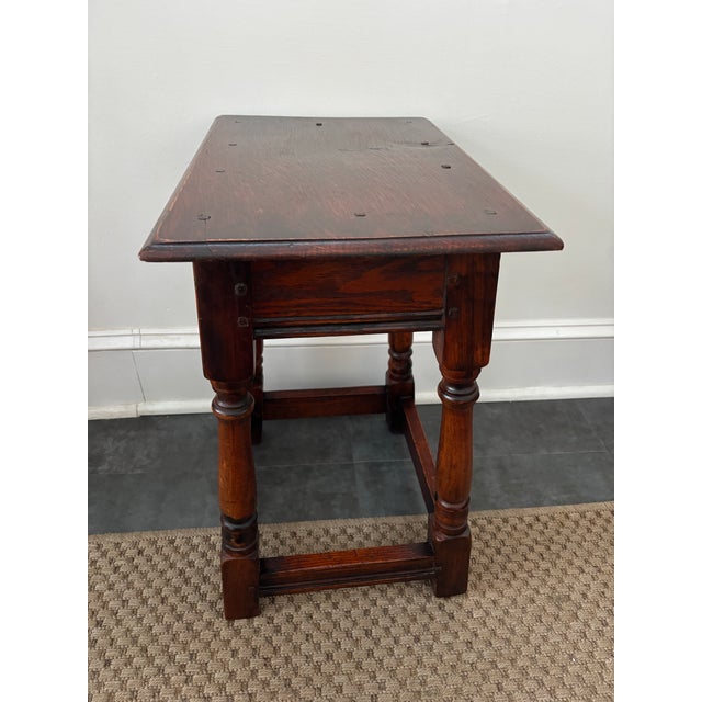 Victorian 19th Century English Oak Carved Joint Stool For Sale - Image 3 of 12