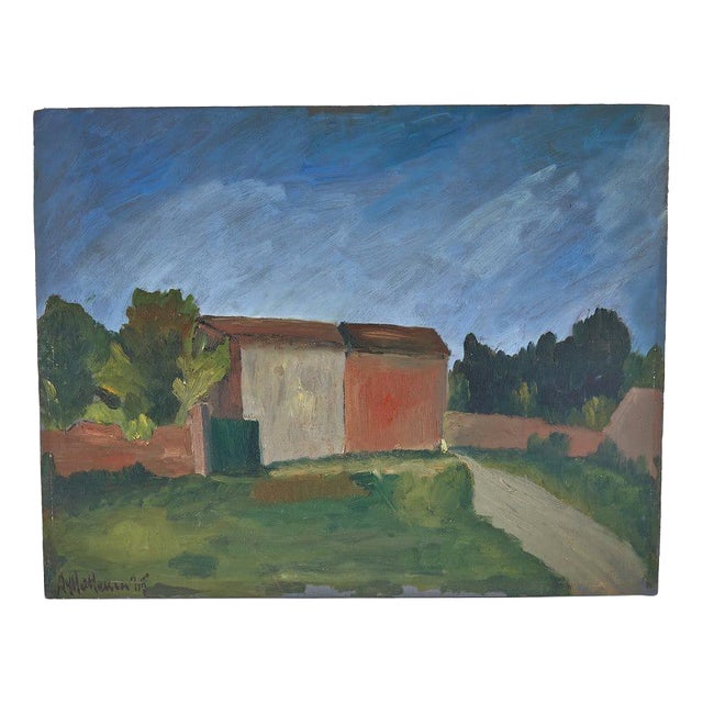 A. Mateucci, Landscape, 1980s, Oil on Panel For Sale