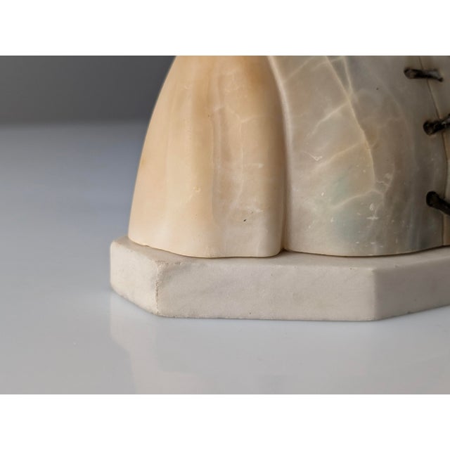 Stone Gustave Van Vaerenbergh, Bust of a Young Girl, 1900s, Alabaster For Sale - Image 7 of 13