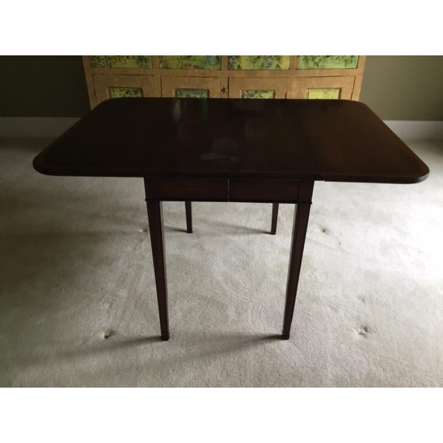 Vintage Brandt Mahogany Drop-Leaf Dining Table & Four Chairs With 21" Leaf and Custom Table Pads For Sale - Image 9 of 18