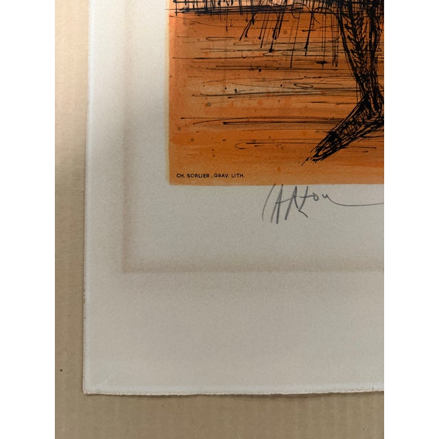 Printmaking Materials Cartou Signed Lithograph, 1965 – Paris Street Scene – Printed by Ch. Sorlier For Sale - Image 7 of 12