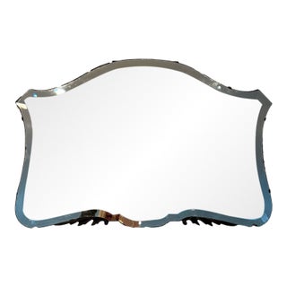 Antiqued Shield Wall Mirror With Carved Scroll Wood Accents For Sale