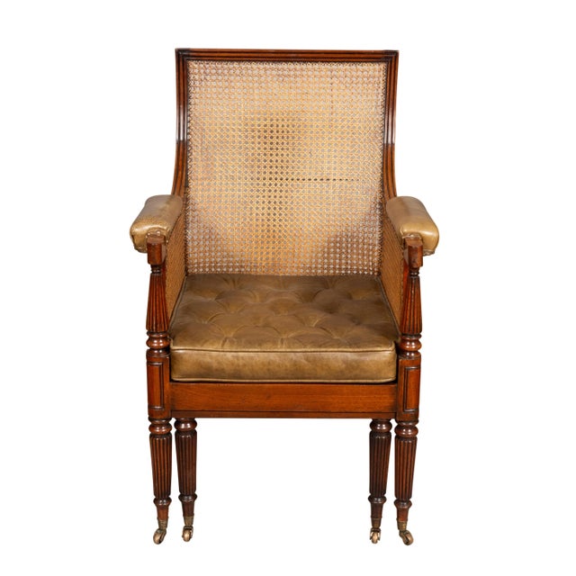 Early 19th Century Regency Mahogany Caned Bergere And Ottoman For Sale - Image 5 of 12
