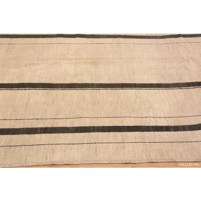 2020s Ivory Cream Geometric Striped Modern Contemporary Room Size Rug For Sale - Image 5 of 7