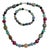 Semi-Precious Polished Gemstone Bead Necklace & Bracelet Set 14k Gold Filled C. 1970s, 2 Pieces For Sale