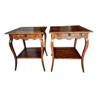 Pair Castle Bromwich Theodore Alexander Reclaimed Wood Side Tables For Sale