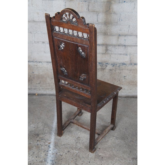 Antique 19th Century French Breton Brittany Figural Carved Chestnut Dining Chairs - Set of 6 For Sale - Image 10 of 12