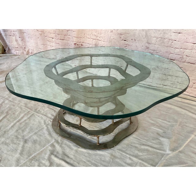 Silas Seandel Silas Seandel Hand-Welded Steel Coffee Table With Glass Top For Sale - Image 4 of 13
