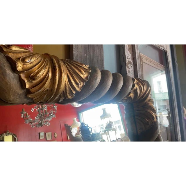 Mid-Century Modern Vintage Mid-Century Modern Hollywood Regency Wooden Carved Gilt Detail Floor Mirror For Sale - Image 3 of 5