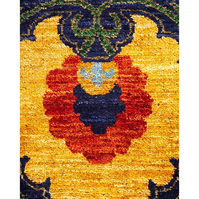 Traditional Suzani Hand-Knotted Runner Rug - Blue, 8' 2" x 15' 0" For Sale - Image 3 of 8