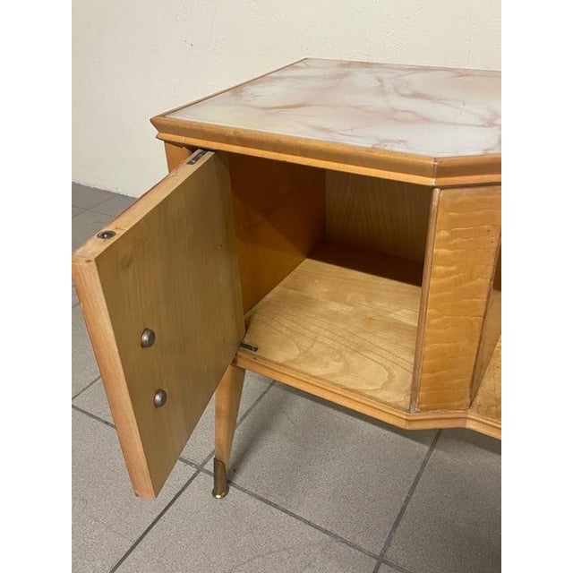 Italian Bedside Tables in Birch Burl and Glass, 1950s, Set of 2 For Sale - Image 14 of 18