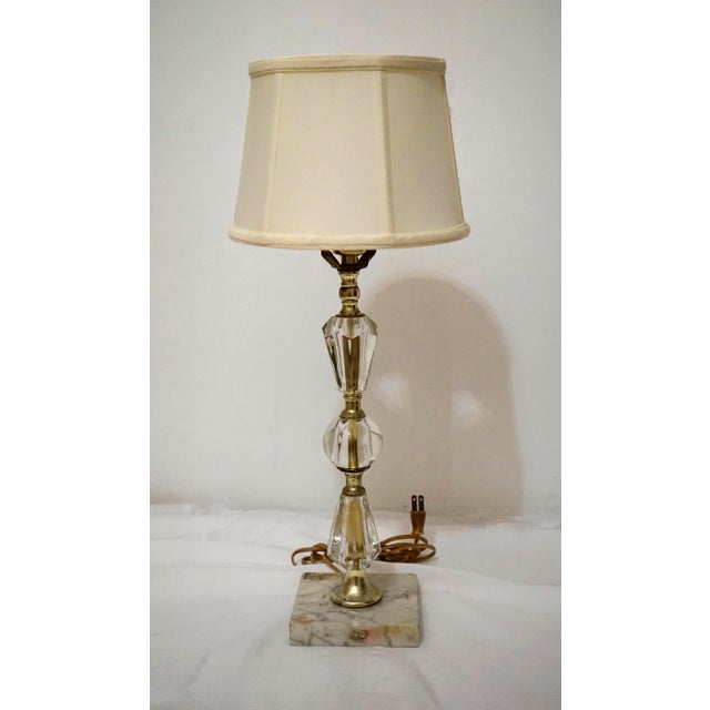 Mid 20th Century Italian Stacked Vintage Crystal Lamp With Marble Base For Sale - Image 12 of 12