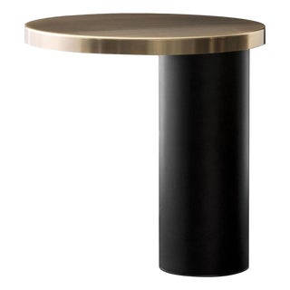 Cylinda Table Lamp in Black Metal and Satin Gold by Angeletti & Ruzza for Oluce For Sale