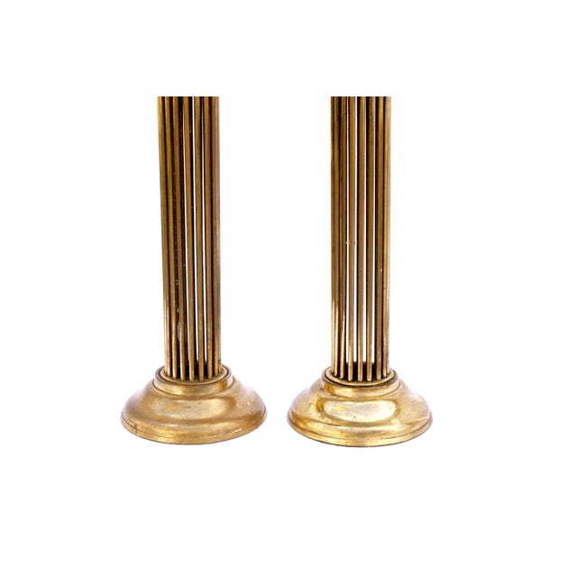Tall Vintage Solid Brass Pillar Candle Holders a Pair Chairish