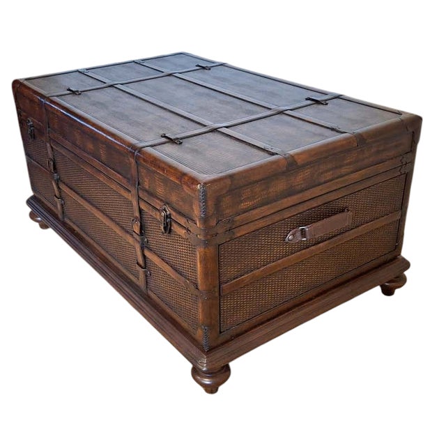 Exquisite "Old World" charm and rustic elegance set of trunk-style Coffee & Side Tables. Crafted with a solid wood frame,...