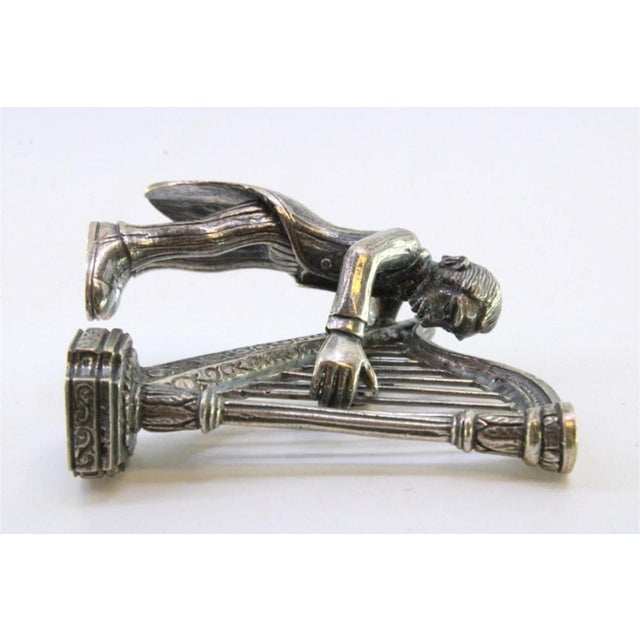 Silver Figure of Musician Playing the Harp For Sale - Image 5 of 7