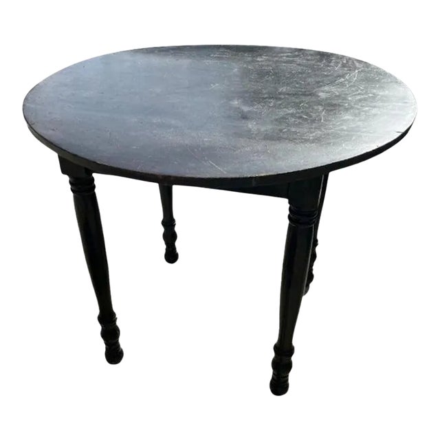 19thc Black Painted Round Tavern Table For Sale