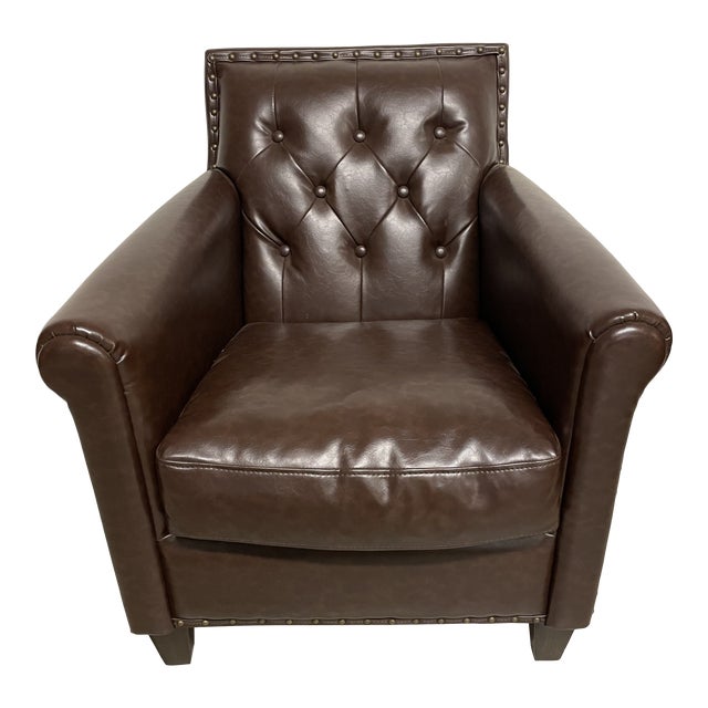 Modani Furniture Kuka Tufted Brown Bonded Leather Arm Chair Chairish