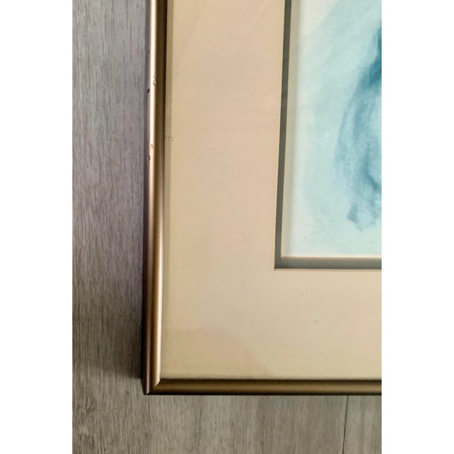Figurative Woman in Blue Signed Original 1980 Vintage Framed Drawing For Sale - Image 3 of 5