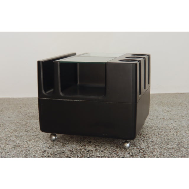 Mid-Century Modern Black Rolling Container Coffee Table, 1970s For Sale - Image 3 of 9