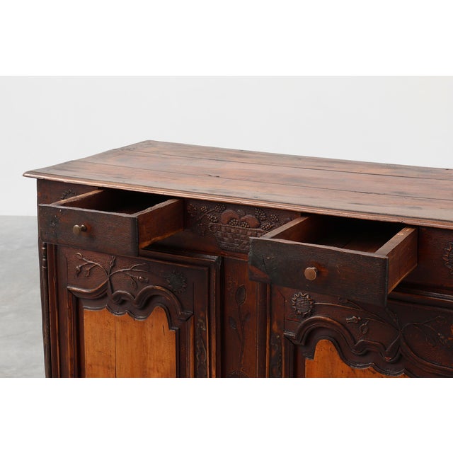 French Provincial Carved Cabinet with Great Patina, 1841 For Sale - Image 17 of 18
