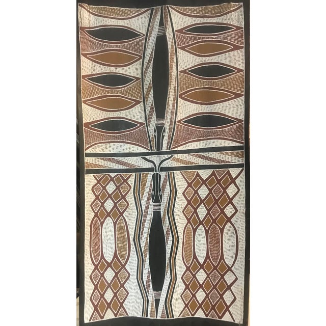 Original Vintage Australian Aboriginal Bark Painting Tribal Designs by