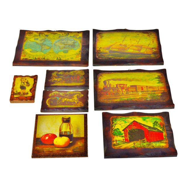 Vintage Carved Wood Decoupage Wall Art Plaques Group of 8 Chairish