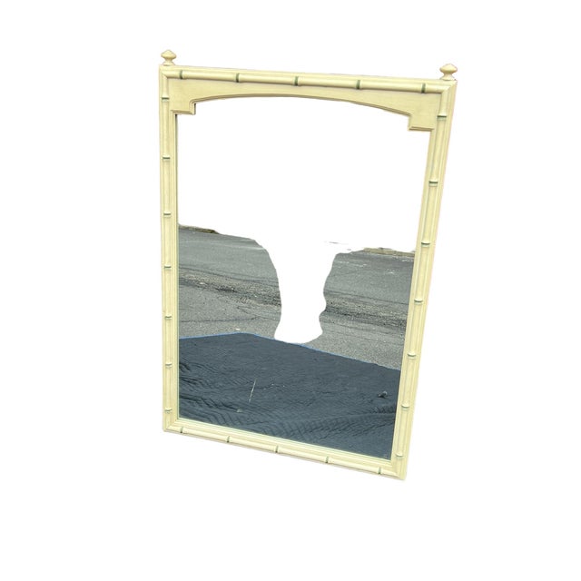 White Faux Bamboo Mirror Thomasville Allegro For Sale - Image 8 of 9