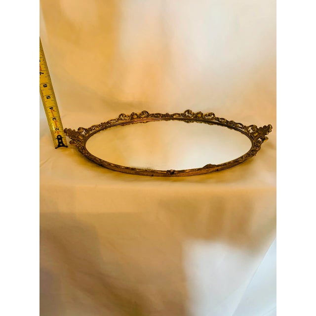 Vintage Ormolu Oval Mirror Vanity Tray For Sale - Image 11 of 13