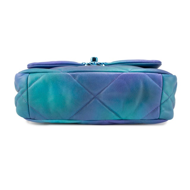Blue Chanel 19 Medium Tie-Dye Quilted Calfskin Mixed Chain Shoulder Bag For Sale - Image 8 of 12