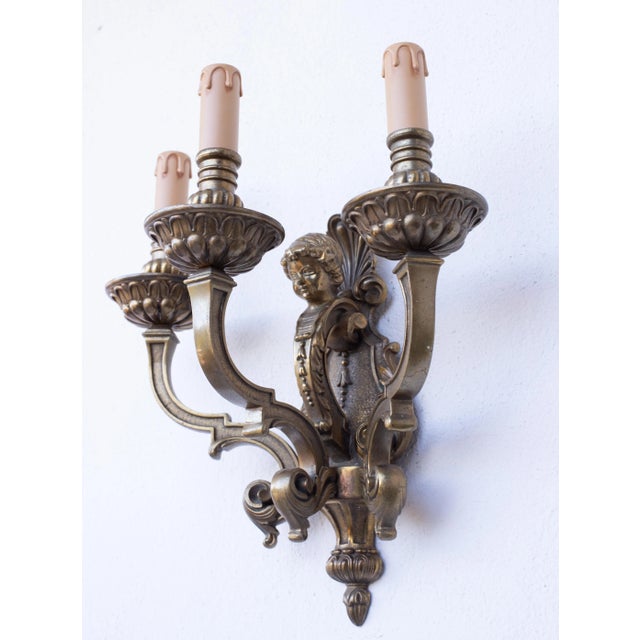 French Pair of 1920s Three-Light Sconces in the Louis XVI Style For Sale - Image 3 of 12