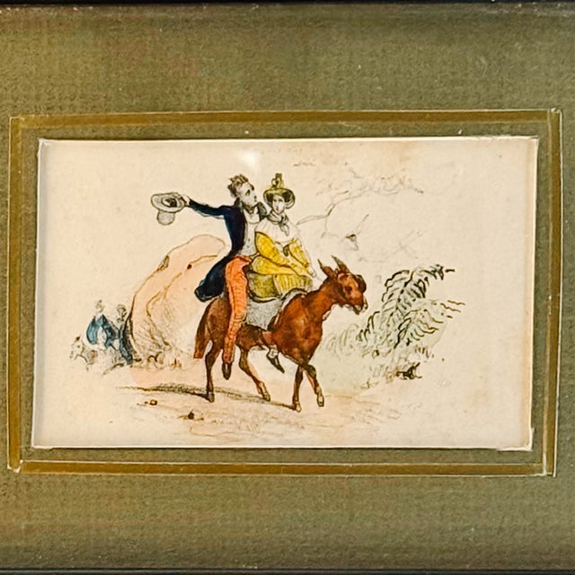 French Antique Hand-Colored Equestrian Miniature Color Etchings in Faux Tortoiseshell Frames - Set of 5 For Sale - Image 9 of 18