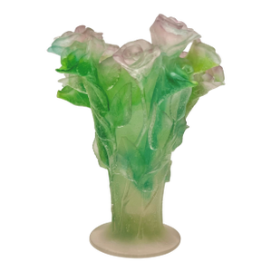 1970s Daum France Pâte De Verre “Roses” Vase - Signed