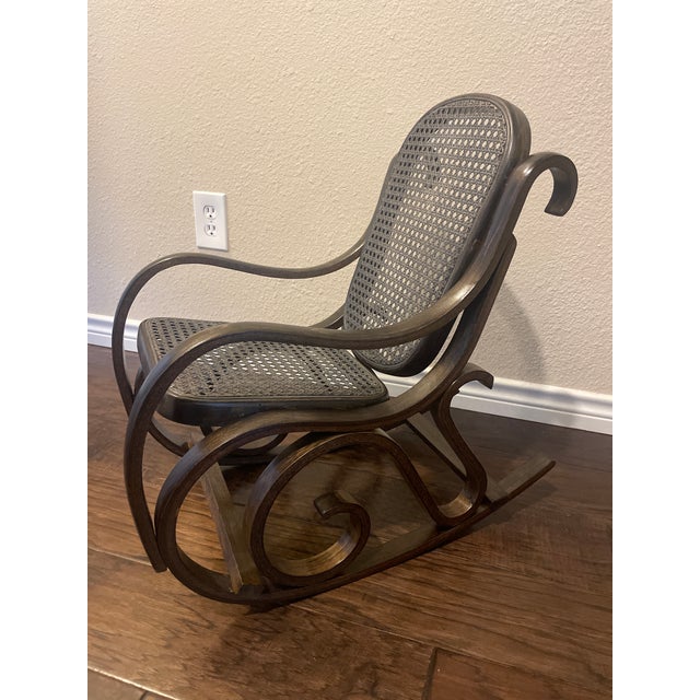 Children's Mid 19th Century Vintage Bentwood & Cane Child's Rocking Chair Kid's Rocker For Sale - Image 3 of 9