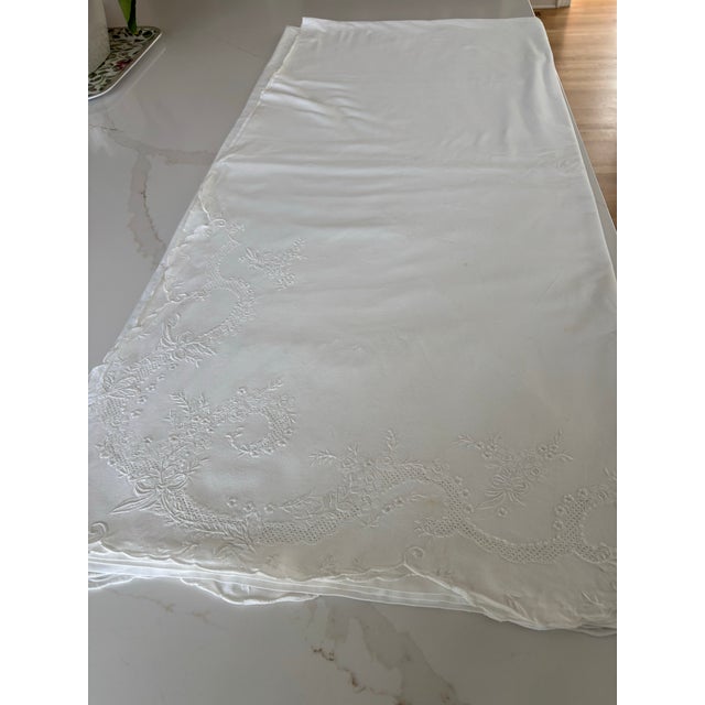 Beautiful antique European linen sheet, hand stitch, and finely woven, dating to the late 19th or early 20th century. This...