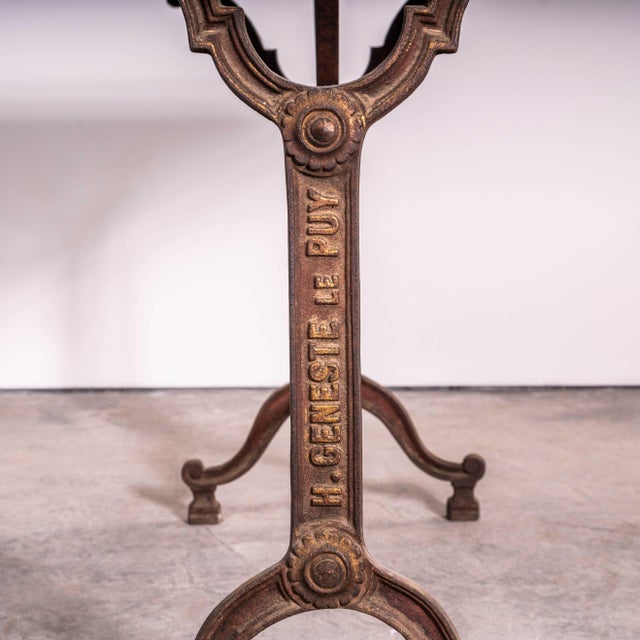 1920's Original French Intricate Relief Cast Base Bistro Dining Table (3580). Classic very original French bistro table...