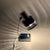 Vintage desk lamp produced in Italy in the 1970s, featuring a chromed metal structure and a blue lacquered cylindrical...