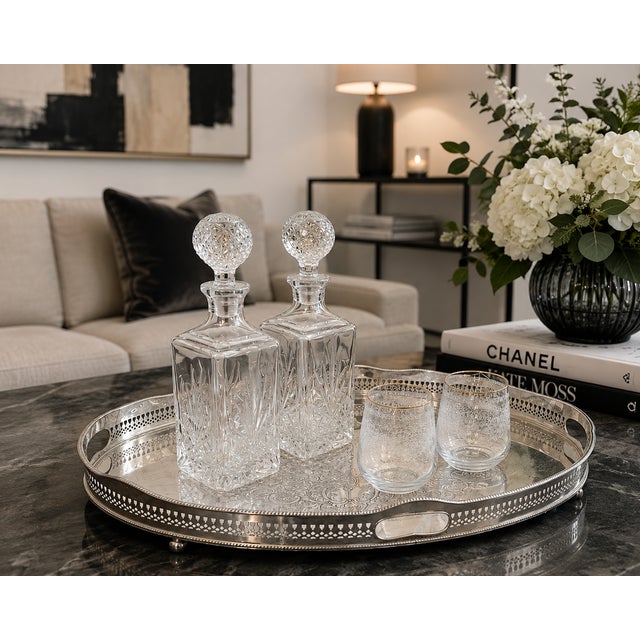 Antique Edwardian Engraved Silver-Plated Tea Serving Tray from Mappin & Webb, 1900 For Sale - Image 12 of 13
