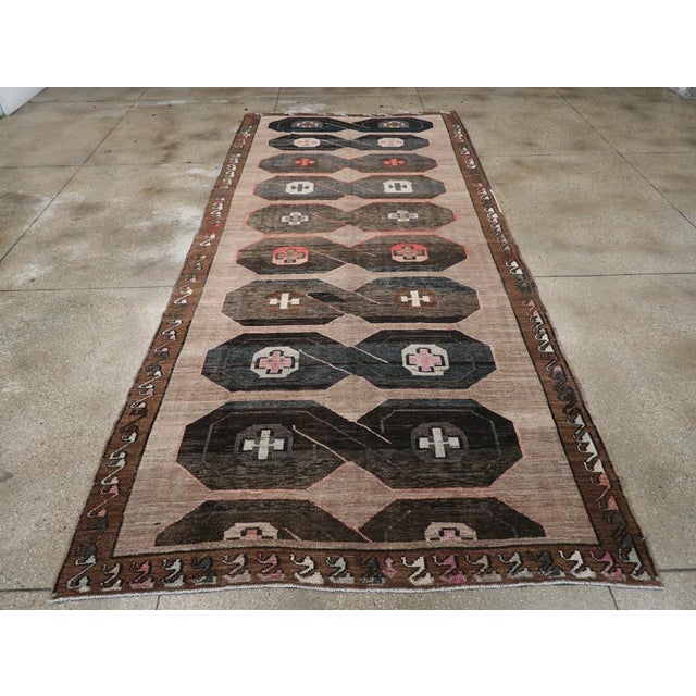 Galerie Shabab Collection Mid-20th Century Turkish Anatolian Wide Gallery Runner For Sale - Image 4 of 10