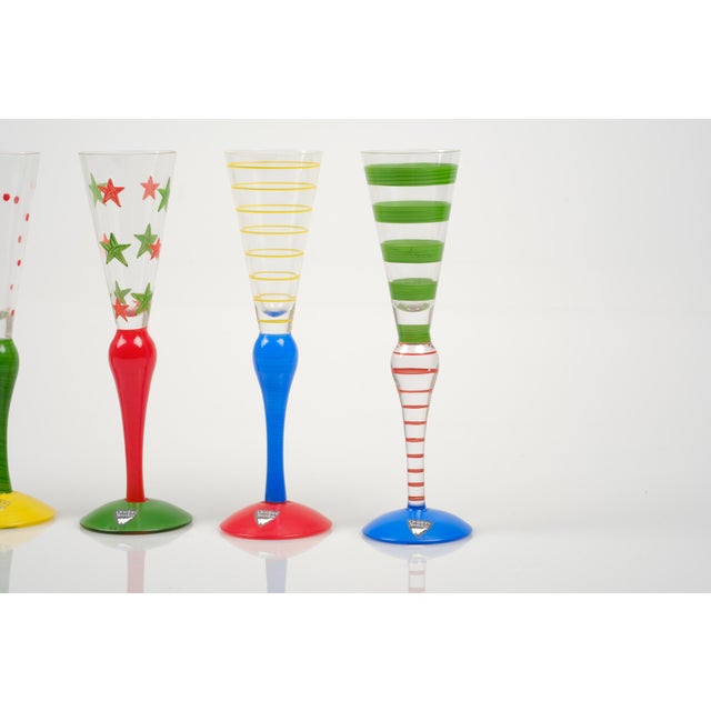 Postmodern Postmodern Clown Shot Glasses by Anne Nilsson for Orrefors, 1990s, Set of 5 For Sale - Image 3 of 10