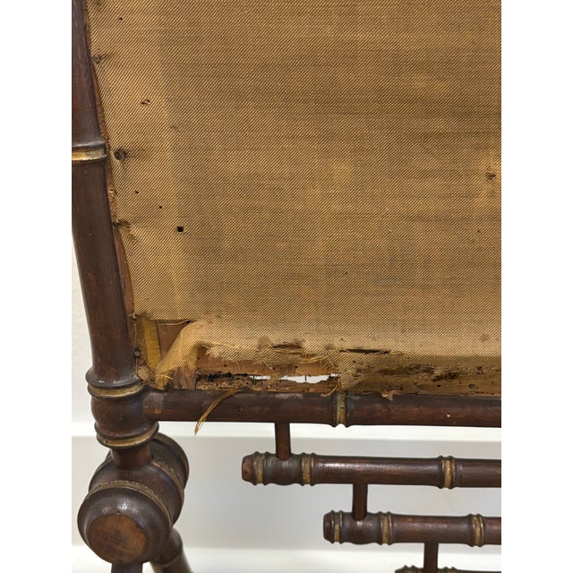 Antique 19th Century Napoleon III Faux Bamboo Fireplace Screen With Floral Needlework Panel For Sale - Image 18 of 18