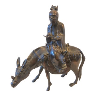 Antique Bronze Scholar on Horse Incense Burner 1800 Ad With Original Bill of Sale From Yamanaka & Co LTD Kyoto For Sale