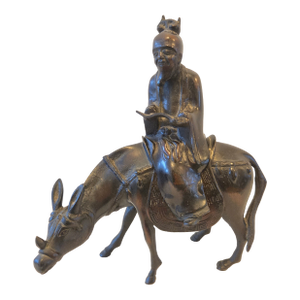 Antique Bronze Scholar on Horse Incense Burner 1800 Ad With Original Bill of Sale From Yamanaka & Co LTD Kyoto