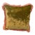 Anke Drechsel Olive Green Silk Velvet Pillow With Blush Fringe Trim For Sale