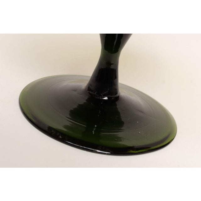 Italian Modernist Empoli Blown Green Glass Optic Balloon Vase For Sale - Image 9 of 10
