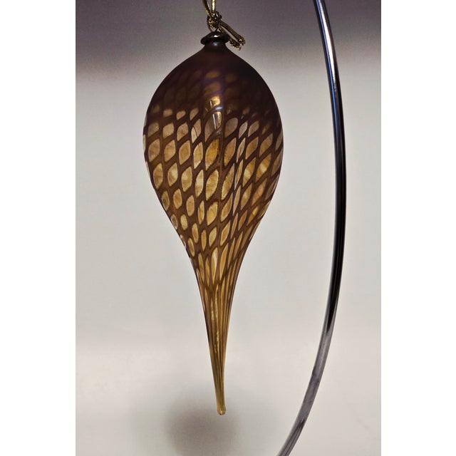 Glass Early 20th Century Signed Zweifel Art Glass Iridescent Teardrop Ornament For Sale - Image 7 of 12