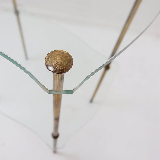Metal Brass Side Table with Double Glass Top in the style of Maison Jansen, 1940 For Sale - Image 7 of 16